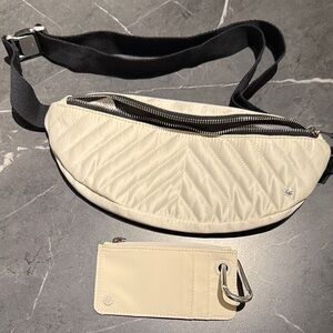 Athleta Pearly White Quilted Fanny Pack + Wallet